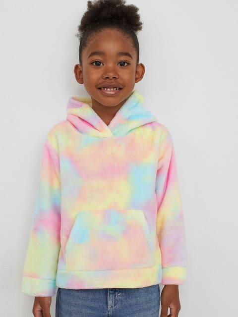 

H&M Girls Multicoloured Dyed Faux Shearling Hoodie, Multi