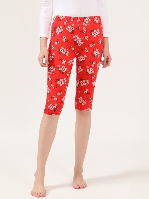 

V2 Value & Variety Women Red & Beige Floral Printed Capris