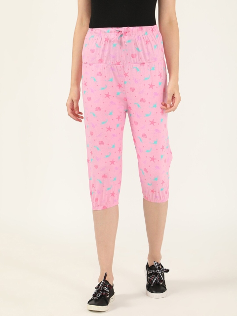 

V2 Value & Variety Women Pink & Blue Printed Capris