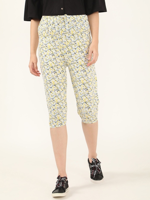 

V2 Value & Variety Women Yellow & Grey Printed Capris