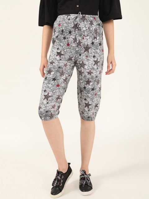 

V2 Value & Variety Women Grey & Red Printed Cotton Capris