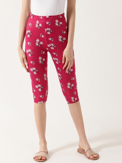 

V2 Value & Variety Women Pink & White Printed Capris