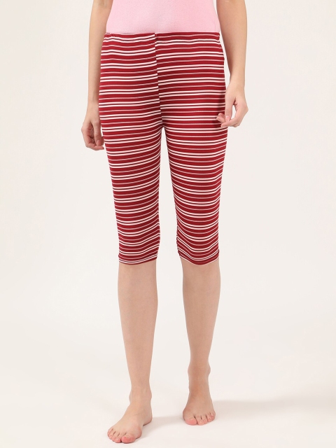 

V2 Value & Variety Women Maroon & White Striped Capris