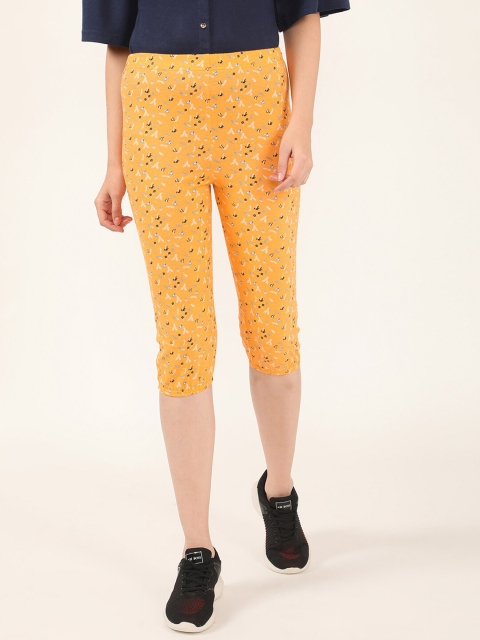 

V2 Value & Variety Women Yellow & Blue Printed Capris
