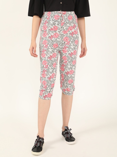 

V2 Value & Variety Women White & Pink Printed Capris