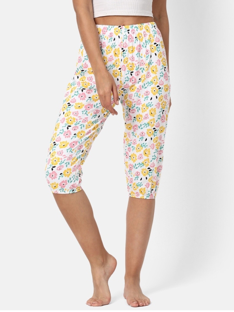 

V2 Value & Variety Women White Floral Printed Capris