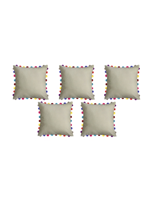 

Lushomes Beige & Pink Set of 5 Square Cushion Covers