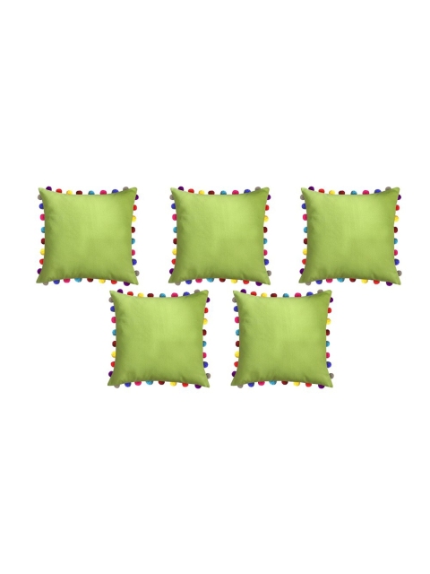 

Lushomes Green Set of 5 Square Cushion Covers