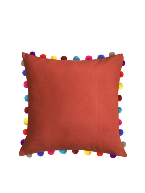 

Lushomes Rust Orange Square Cushion Covers with Pom Poms