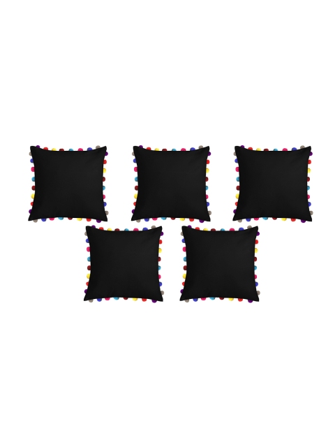 

Lushomes Black & Red Set of 5 Square Cushion Covers