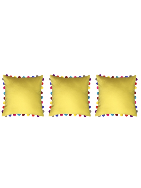 

Lushomes Yellow & Blue Set of 3 Square Cushion Covers
