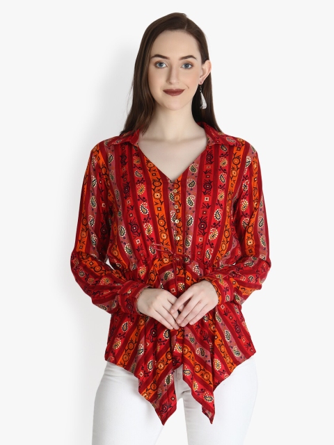 

OM SAI LATEST CREATION Red Cinched Waist Top