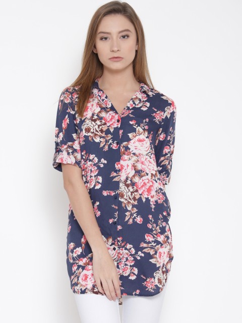 

Vero Moda Women Navy Floral Print Casual Shirt, Navy blue