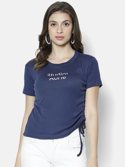 

V2 Value & Variety Women Navy Blue Printed Top