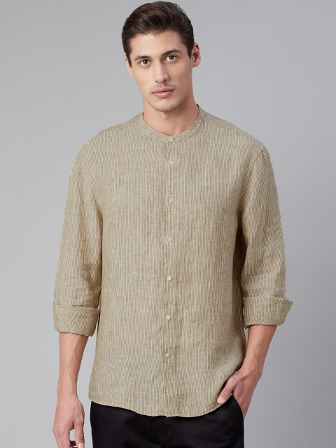 

Marks & Spencer Men Beige Striped Casual Linen Shirt