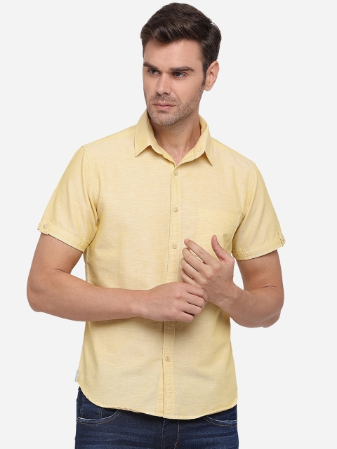 

Greenfibre Men Mustard Slim Fit Opaque Pure Cotton Casual Shirt