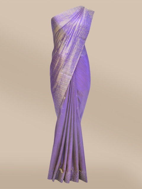 

The Chennai Silks Lavender & Silver-Toned Beads & Stones Sana Silk Saree