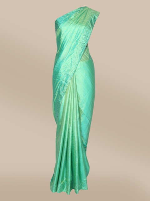 

The Chennai Silks Green Beads and Stones Saree
