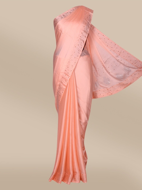 

The Chennai Silks Peach-Coloured Beads and Stones Saree