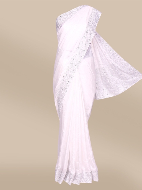 

The Chennai Silks Off White Beads & Stones Sana Silk Saree