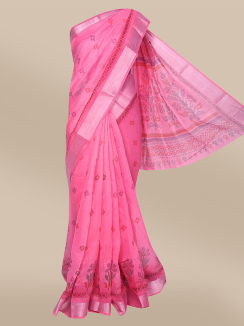 

The Chennai Silks Pink Ethnic Motifs Bhagalpuri Saree