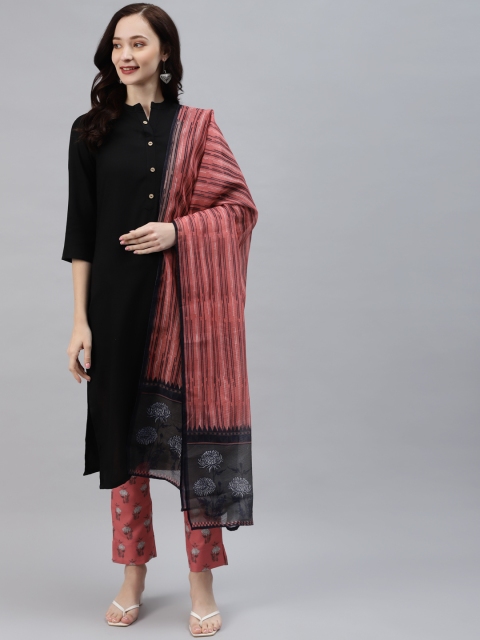 

ZIYAA Women Black Kurta with Trousers & Dupatta