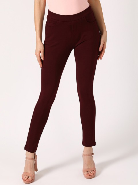 

V2 Value & Variety Women Maroon Cotton Treggings