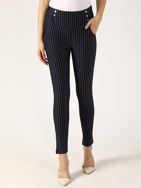 

V2 Value & Variety Women Blue Cotton Striped Jeggings