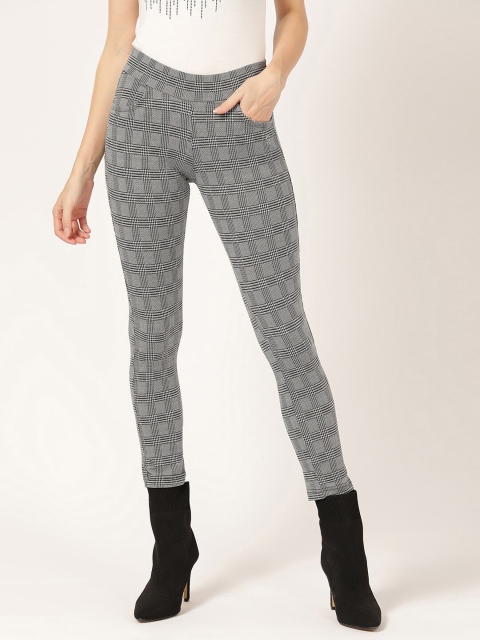 

V2 Value & Variety Women Grey & White Checked Treggings, Multi