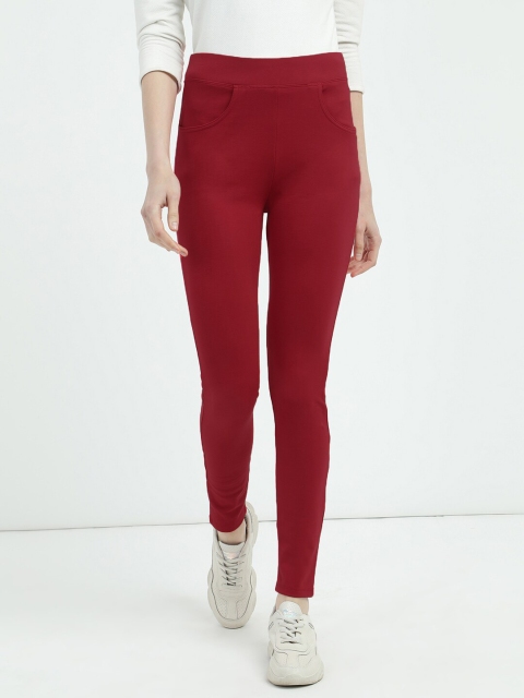 

V2 Value & Variety Women Maroon Solid Treggings