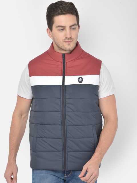 

COBB Men Navy Blue Colourblocked Lightweight Padded Jacket