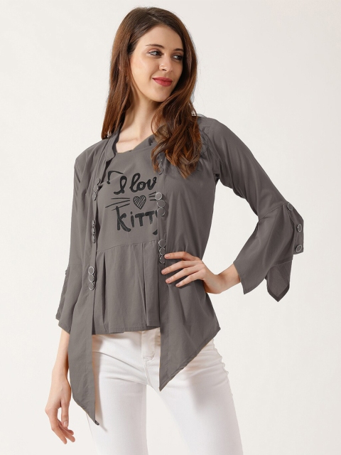 

V2 Value & Variety Grey & Black Regular Top