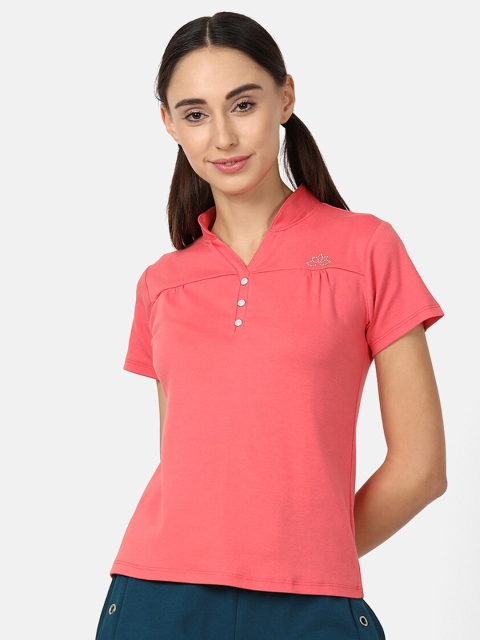 

V2 Value & Variety Coral Mandarin Collar Regular Top