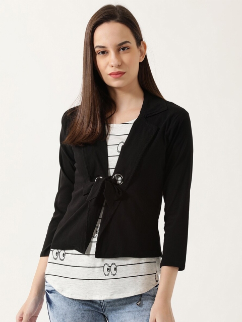 

V2 Value & Variety Women Black Longline Tie-Up Shrug