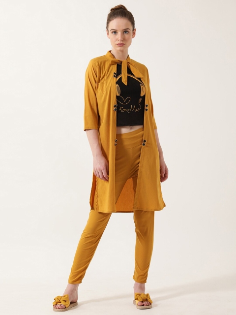 

V2 Value & Variety Women Mustard Longline Tie-Up Shrug