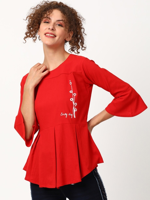 

V2 Value & Variety Red Peplum Top