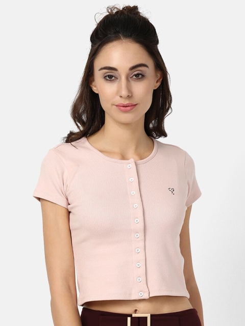 

V2 Value & Variety Peach-Coloured Regular Crop Top