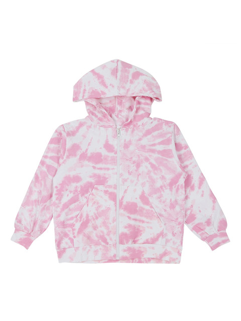 

RAINE AND JAINE Girls Pink Printed Pure Cotton Hooded Sweatshirt