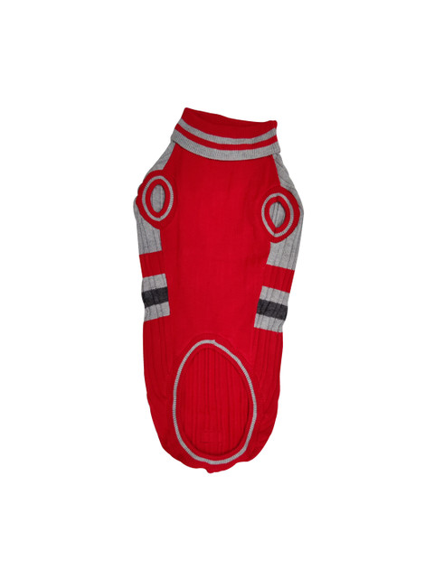 

PETS EMPIRE Red & Grey Self Design Dog Sweater