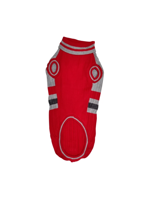 

PETS EMPIRE Red & Grey Self Design Dog Sweater