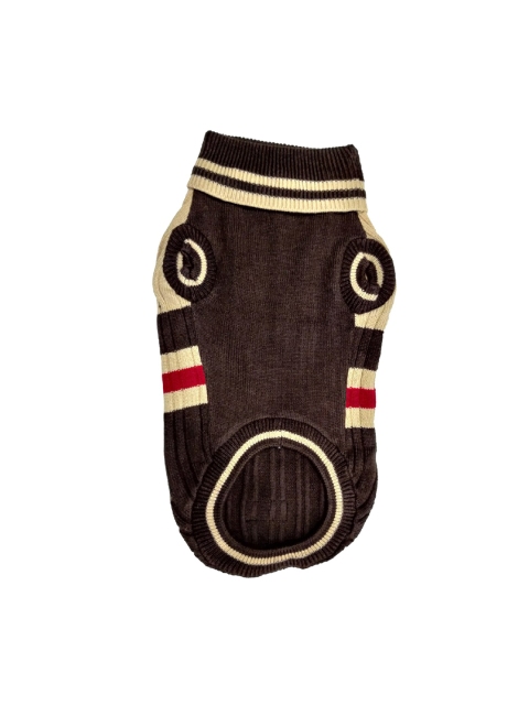 

PETS EMPIRE Brown & Red Self Design Dog Sweater