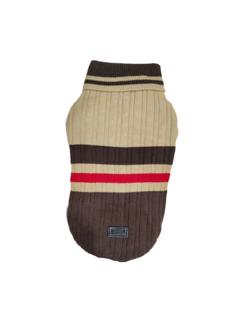 

PETS EMPIRE Brown & Off-White Self Design Dog Sweater