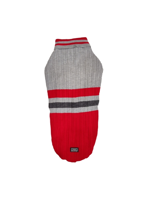 

PETS EMPIRE Red & Grey Self Design Dog Sweater