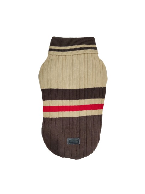 

PETS EMPIRE Brown & Red Self Design Dog Sweater