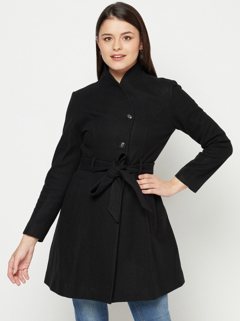 

Owncraft Women Black Solid Overcoat