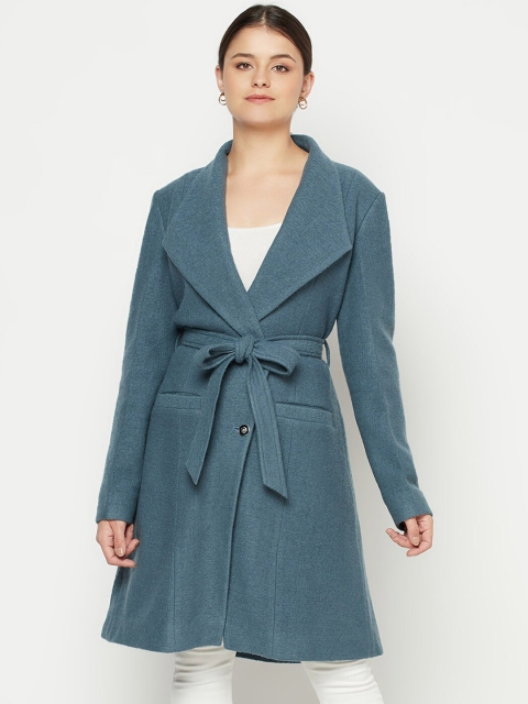 

Owncraft Women Blue Solid Wool Overcoat