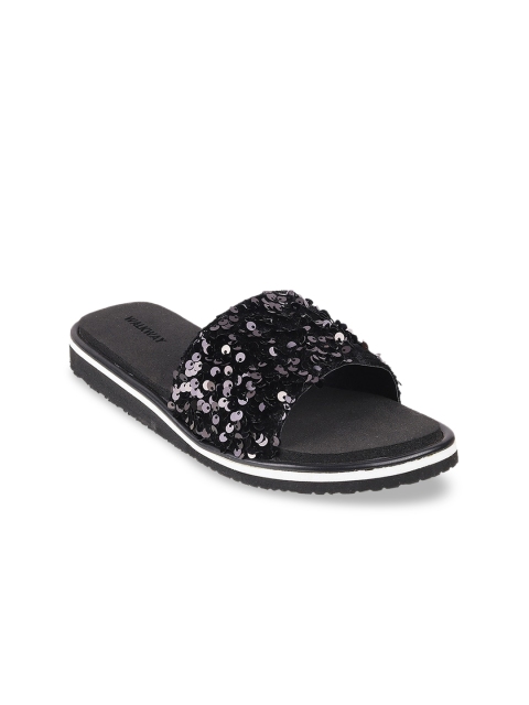 

WALKWAY by Metro Women Black Embellished Open Toe Flats