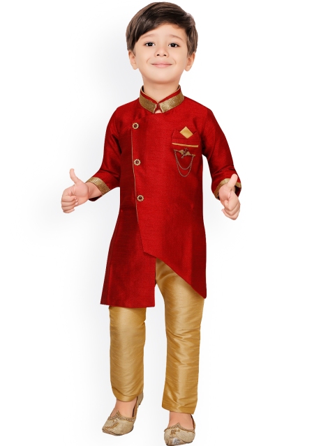 

Ridokidz Boys Maroon Angrakha Kurta with Pyjamas