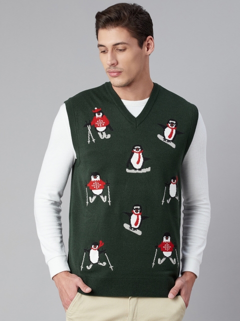 

Marks & Spencer Men Green Animal Printed Pullover