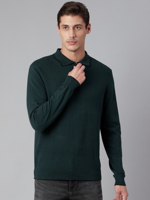 

Marks & Spencer Men Green Checked Pullover